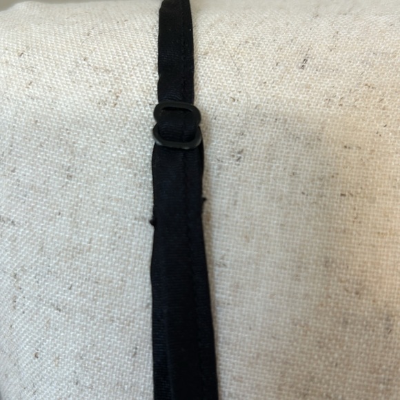 Cacique Black Sheer Lace Lingerie Nighty Woman 18/20 Bow Front Lettuce Hem Slip - Picture 12 of 12